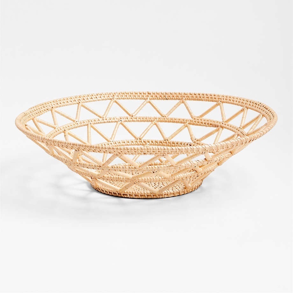 18” Crate & Barrel Crete Large Woven Rattan Basket Fruit Decor
